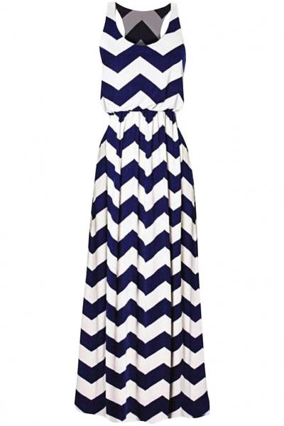 Oasap Bold Chevron Print Sleeveless Maxi Dress