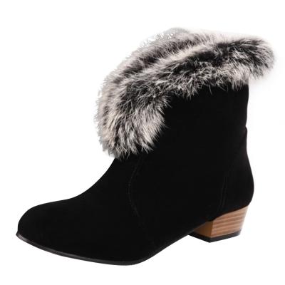 Oasap Solid Color Rabbit Hair Pointed Toe Boots