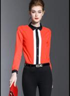 Oasap Turn-down Collar Slim Shirt