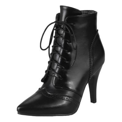 Oasap Pointed Toe Hollow Out High Heels Boots