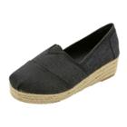 Oasap Solid Round Toe Wedge Heels Slip-on Traditional Shoes