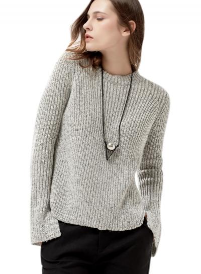 Oasap Women's Heathered Round Neck Pullover Knit Sweater