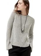 Oasap Women's Heathered Round Neck Pullover Knit Sweater