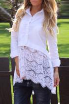 Oasap Chic Lace-paneled Button Down Shirt