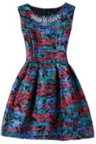 Oasap Colorful Print Rhinestone Decoration Sleeveless A-line Dress