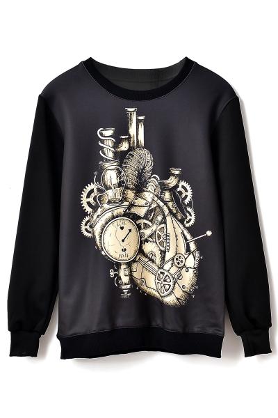 Oasap Mechanism Cardiac Pattern Sweatshirt