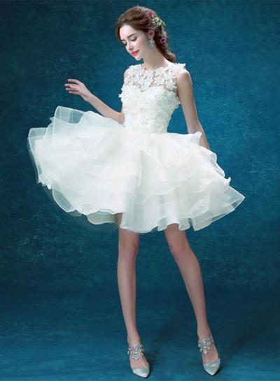 Oasap Sleeveless Floral Lace Wedding Bridesmaid Dress