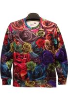 Oasap Bold Rose Print Sweatshirt