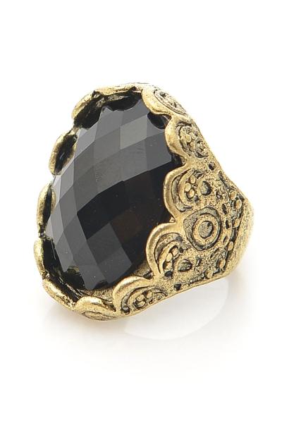 Oasap Faced Faux Gem Cocktail Ring