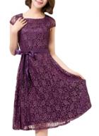 Oasap Women's Fashion Floral Lace Tie Waist A-line Dress