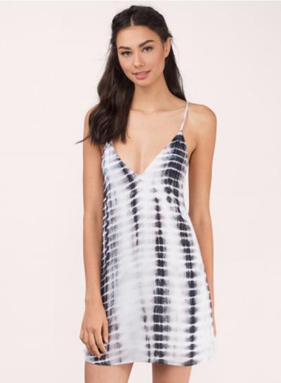 Oasap Spaghetti Strap V Neck Backless Printed Dress