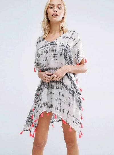 Oasap Fashion Loose Fit Fringed Irregular Dress