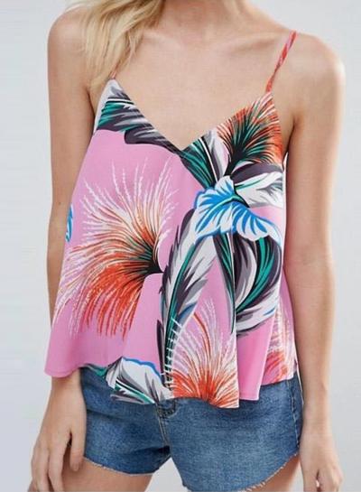 Oasap Fashion Floral Spaghetti Strap Sleeveless Tank