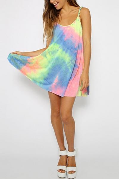 Oasap Multi Braided Strap Stretched Knit Trapeze Dress