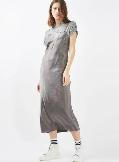Oasap Spaghetti Strap Backless Maxi Solid Dress