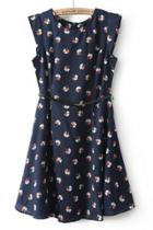 Oasap Floral Sleeveless A-line Dress
