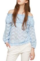 Oasap Women's Slash Neck Off The Shoulder Chiffon Ruffle Blouse