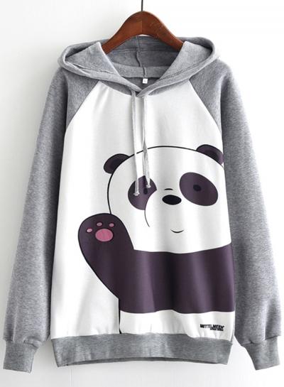 Oasap Cartoon Panda Long Sleeve Pullover Hoodie