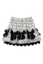Oasap Bowknot Embellished Melody Print A-line Skirt