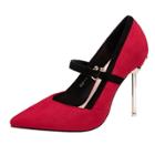 Oasap Stiletto Heels Color Block Ankle Strap Pointed Toe Pumps