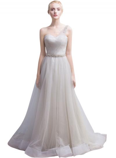 Oasap Women's One Shoulder Evening Ball Gown Bridesmaid Floor Length Dress