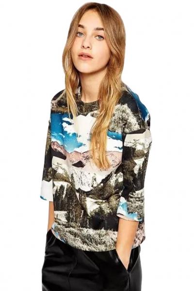 Oasap Casual Graphic Print Sweatshirt