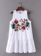 Oasap Floral Embroidery Sleeveless Dress