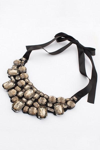 Oasap Faux Stone Tied Bib Necklace