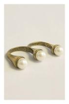 Oasap Retro Double-fingers Pearl Ring