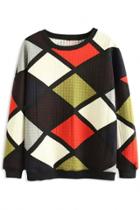 Oasap Colorful Plaid Pattern Sweatshirt