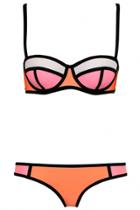 Oasap Orange Color Patchwork 2pc Bikini Swimwear