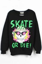 Oasap Punk Skull Print Sweatshirt