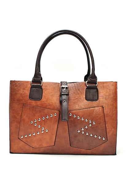 Oasap Stud Embellished Zipped Shoulder Bag With Pin Buckle