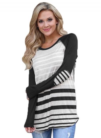 Oasap Fashion Striped Loose Fit Pullover Tee