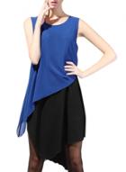 Oasap Women's Fashion Sleeveless Double Layered Asymmetrical Chiffon Dress