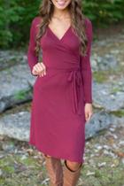 Oasap Simple Belted Stretch Knit Dress