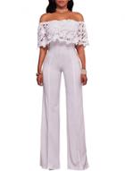 Oasap Off Shoulder Lace Solid Wide-leg Party Jumpsuit