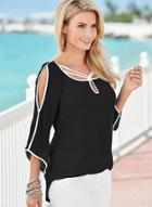 Oasap Off Shoulder High Low Pullover Blouse