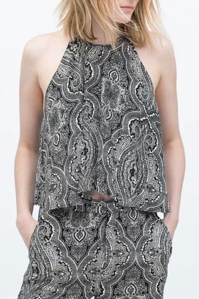 Oasap Demure Halter Neck Woman Crop Tank