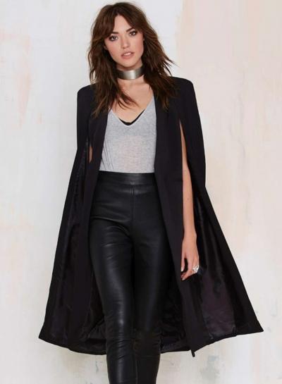 Oasap Women's Military Longline Buttonless Blazer Coat