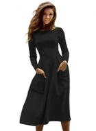 Oasap Plus Size Round Neck Long Sleeve Solid Color Dress