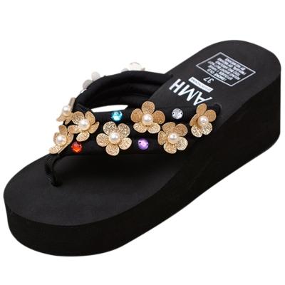 Oasap Floral Platform Wedge Heels Flip Flops Sandals