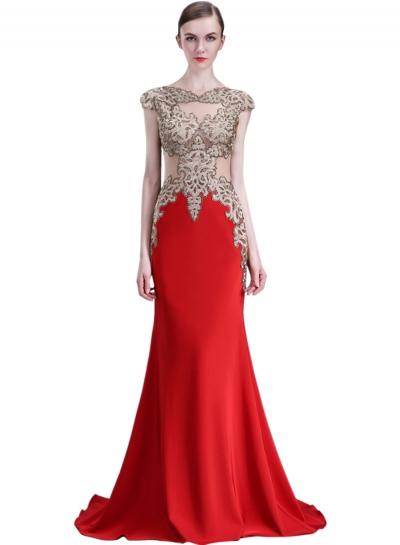 Oasap Women's Luxury Rhinestone Satin Prom Wedding Dress