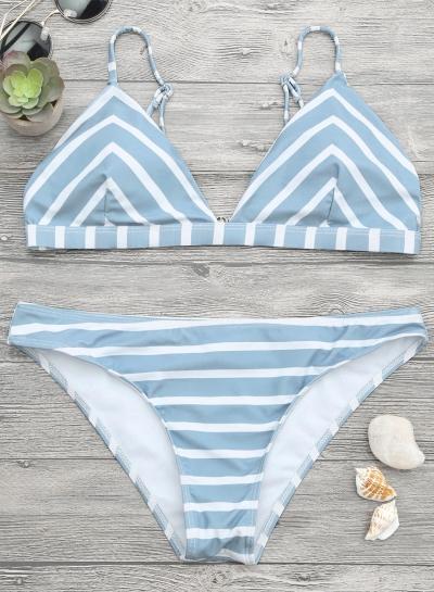 Oasap Fashion Stripe 2 Piece Triangle Bikini Set
