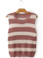 Oasap Knit Sleeveless Color Block Striped Pullover Knitwear