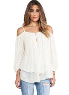 Oasap Fashion Off Shoulder Long Sleeve Double Layered Blouse