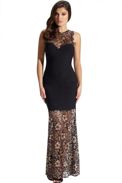 Oasap Sexy Seamless Mermaid Lace Long Evening Dress