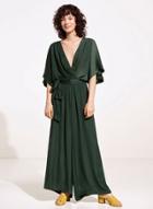Oasap V Neck Short Sleeve Loose Wide-leg Solid Jumpsuit
