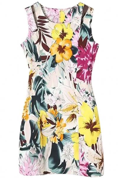 Oasap Romance Floral Print Mini Dress