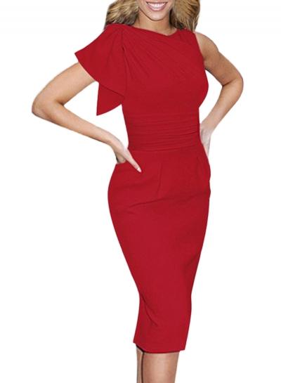 Oasap Women's Fashion One Ruffle Sleeve Bodycon Pencil Dress
